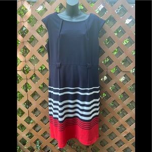 Navy and Red Striped Dress